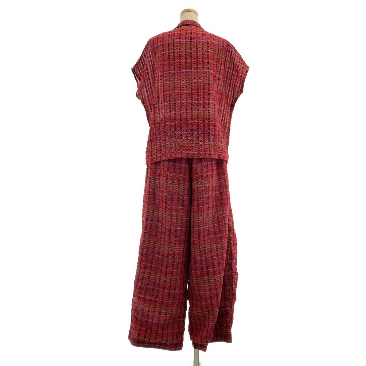 Needles / ニードルス | セットアップ French Sleeve Blouse - RE/R Chiffon Sucker Plaid オープンカラーシャツ / ヒザデル ワイド バルーンパンツ / 総裏地 | 2 | レディース
