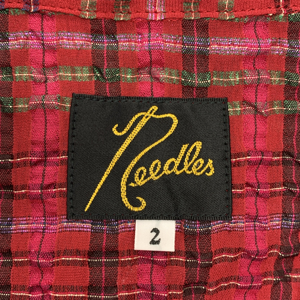 Needles / ニードルス | セットアップ French Sleeve Blouse - RE/R Chiffon Sucker Plaid オープンカラーシャツ / ヒザデル ワイド バルーンパンツ / 総裏地 | 2 | レディース