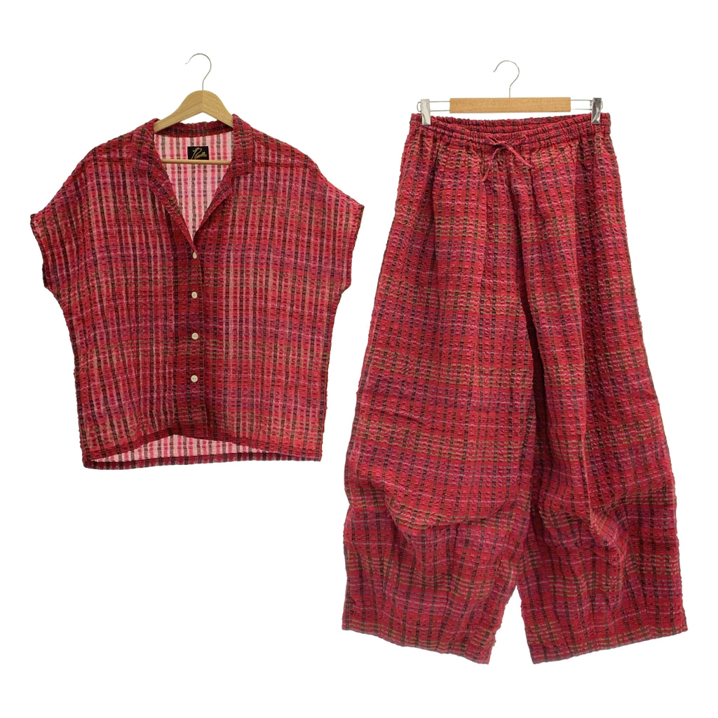 Needles / ニードルス | セットアップ French Sleeve Blouse - RE/R Chiffon Sucker Plaid オープンカラーシャツ / ヒザデル ワイド バルーンパンツ / 総裏地 | 2 | レディース