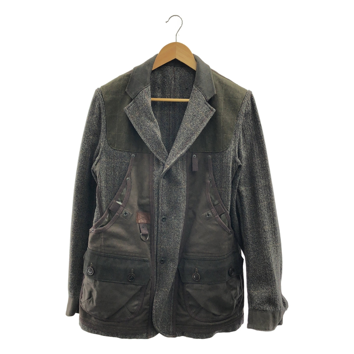 JUNYA WATANABE COMME des GARCONS MAN / ジュンヤワタナベコムデギャルソンマン | 2014AW | ウール ヘリンボーン ハンティング ジャケット | M | グレー | メンズ