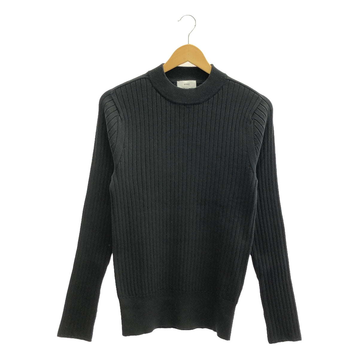 HYKE | Crew neck rib knit | 2 | Black | Women's