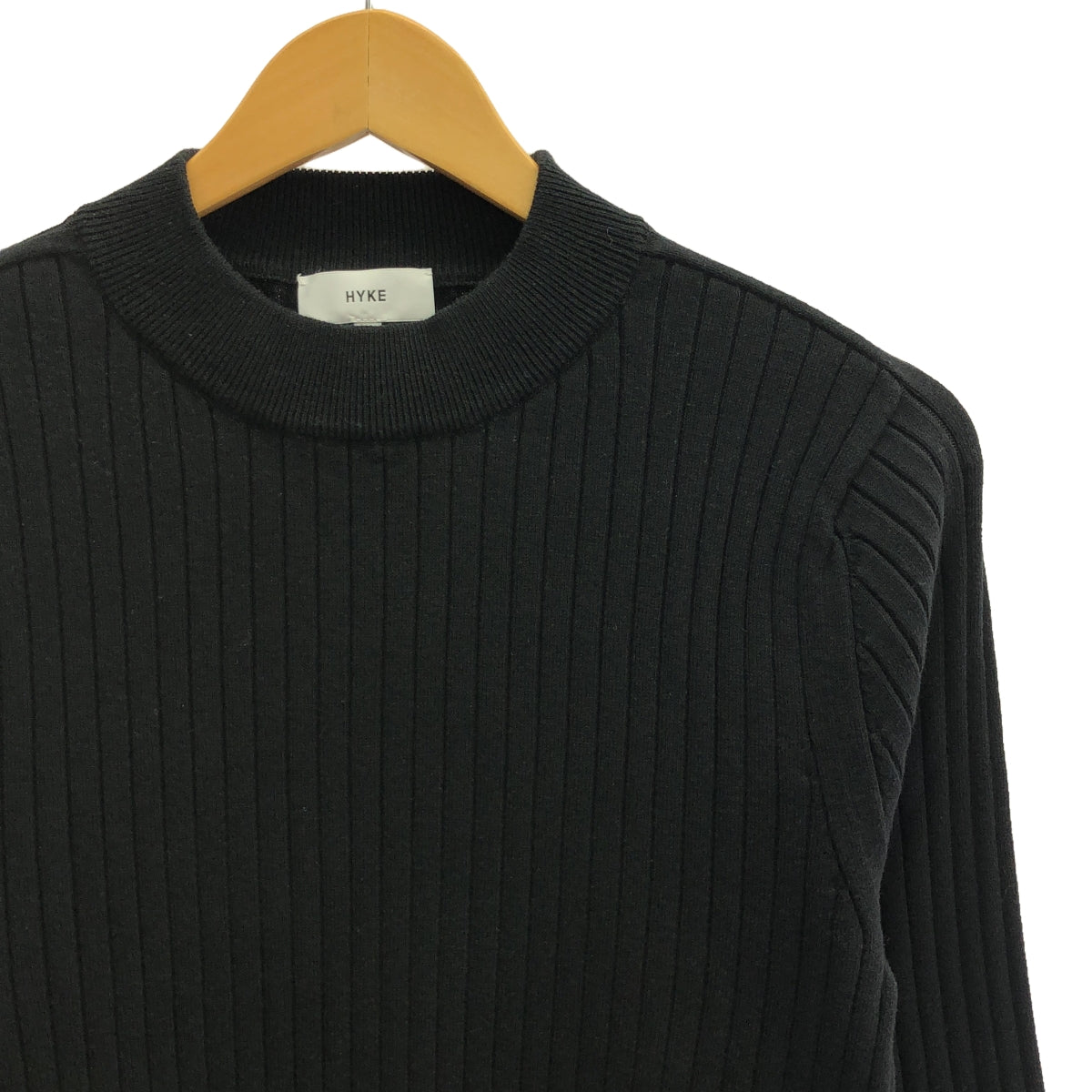 HYKE | Crew neck rib knit | 2 | Black | Women's