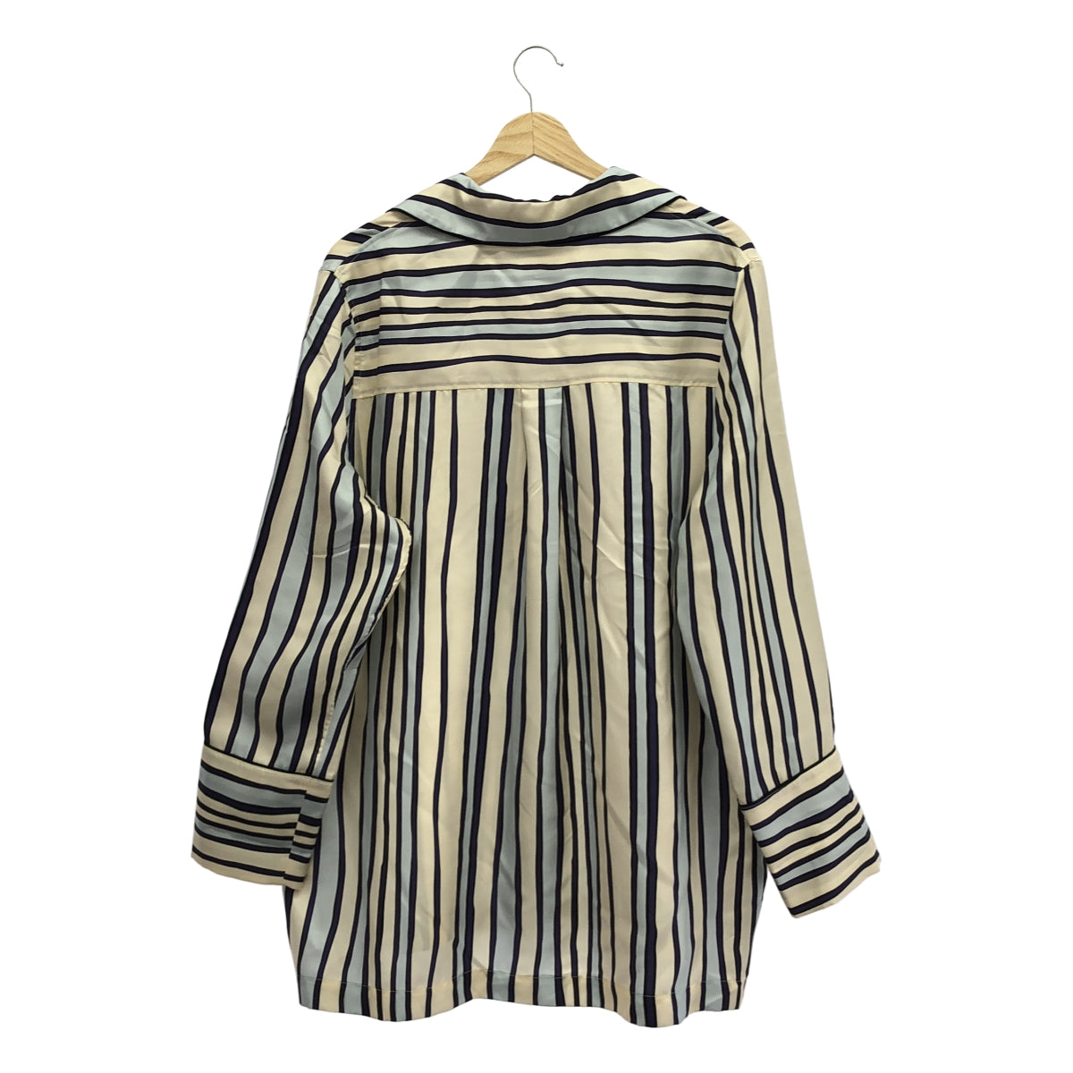 MARNI / 마르니 | 2020AW | silk 100 % / 실크 오버 실루엣 오픈 컬러 셔츠 | 44 | 화이트 / 네이비 / 블루 | 여성