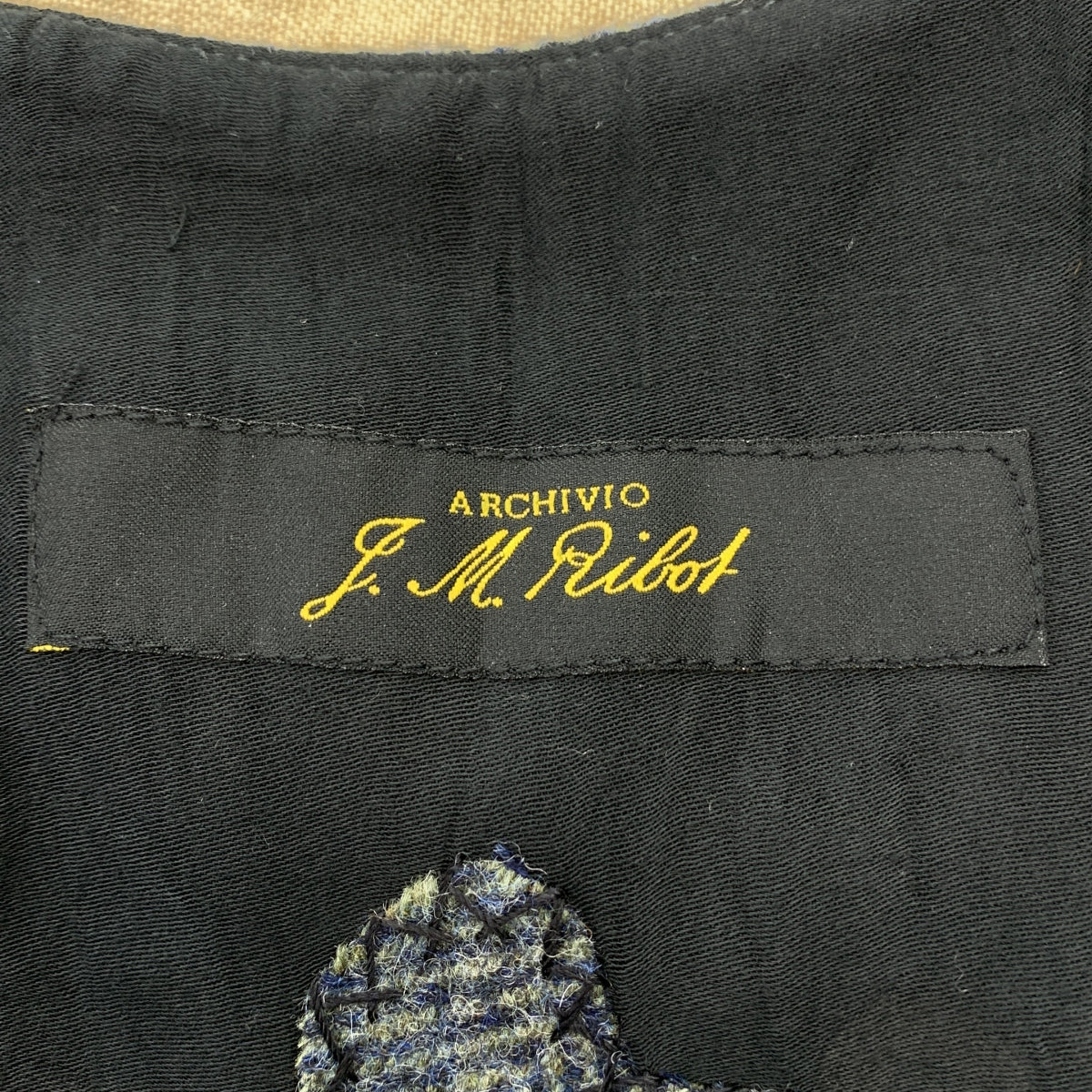 【美品】  ARCHIVIO J.M.Ribot / アルキビオジェイエムリボット | GL48/WB / tweed gilet / コサージュ ツイード ヘリンボーン ダブル ジレ ベスト | 44 | gray /blue | メンズ