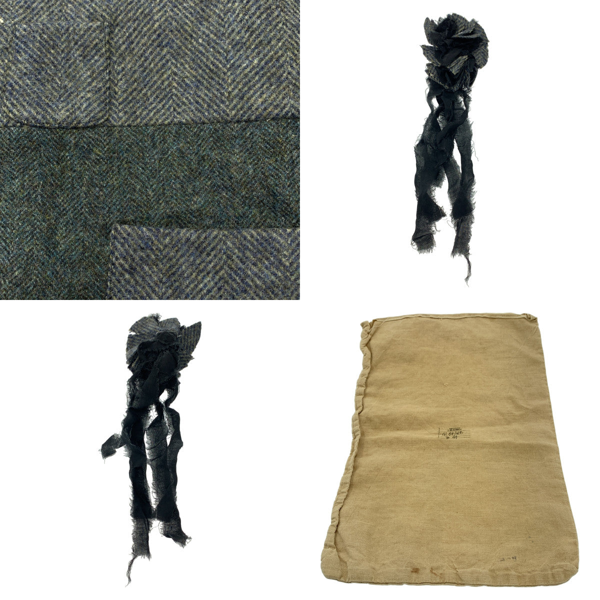 【美品】  ARCHIVIO J.M.Ribot / アルキビオジェイエムリボット | GL48/WB / tweed gilet / コサージュ ツイード ヘリンボーン ダブル ジレ ベスト | 44 | gray /blue | メンズ