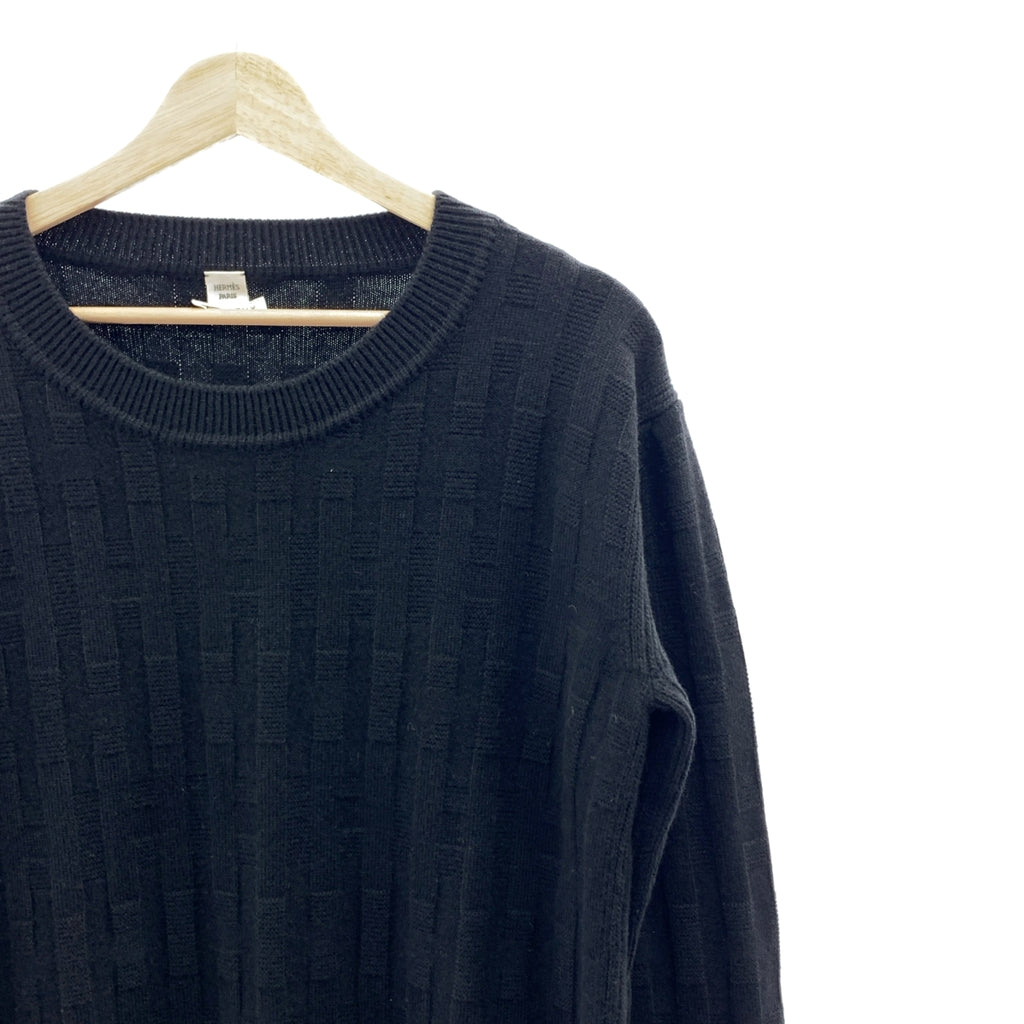 【新品】  HERMES / エルメス | ウール Hロゴ ジャガード ニットワンピース | 36 | ブラック | レディース