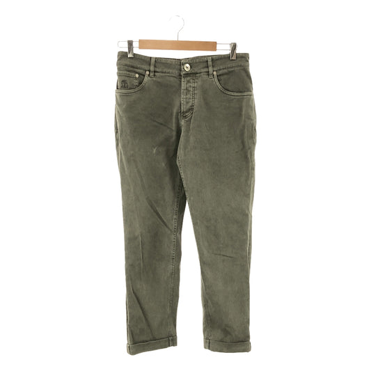 BRUNELLO CUCINELLI | TRADITIONAL FIT / Leather patch denim pants | 48 | Gray | Men's