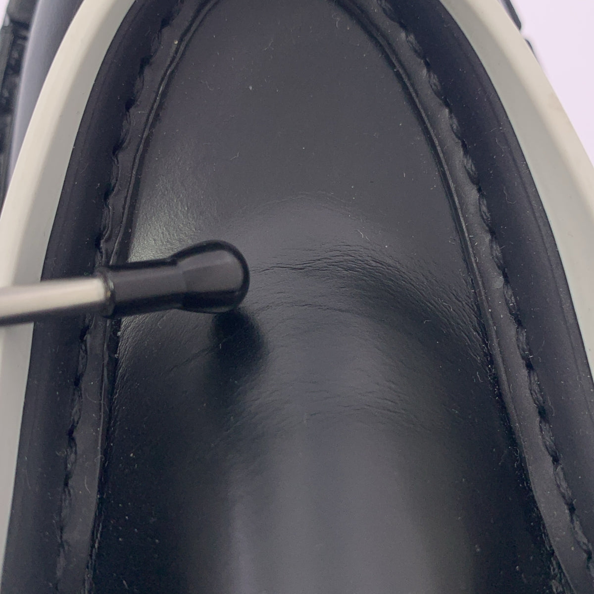 【신품】 PRADA / 프라다 | DIAPASON BRUSHED LEATHER LACEUP SHOES 브러쉬 가죽 레이스 업 신발 | 36 | 블랙/화이트 | 여성