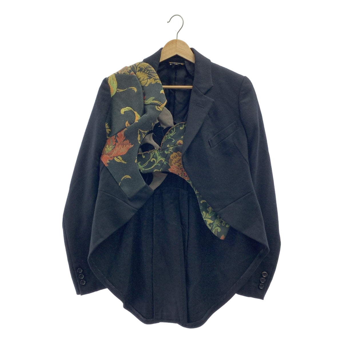 COMME des GARCONS / コムデギャルソン | 2010SS | 異素材 ドッキング 燕尾 ウールジャケット | S | ブラック | レディース