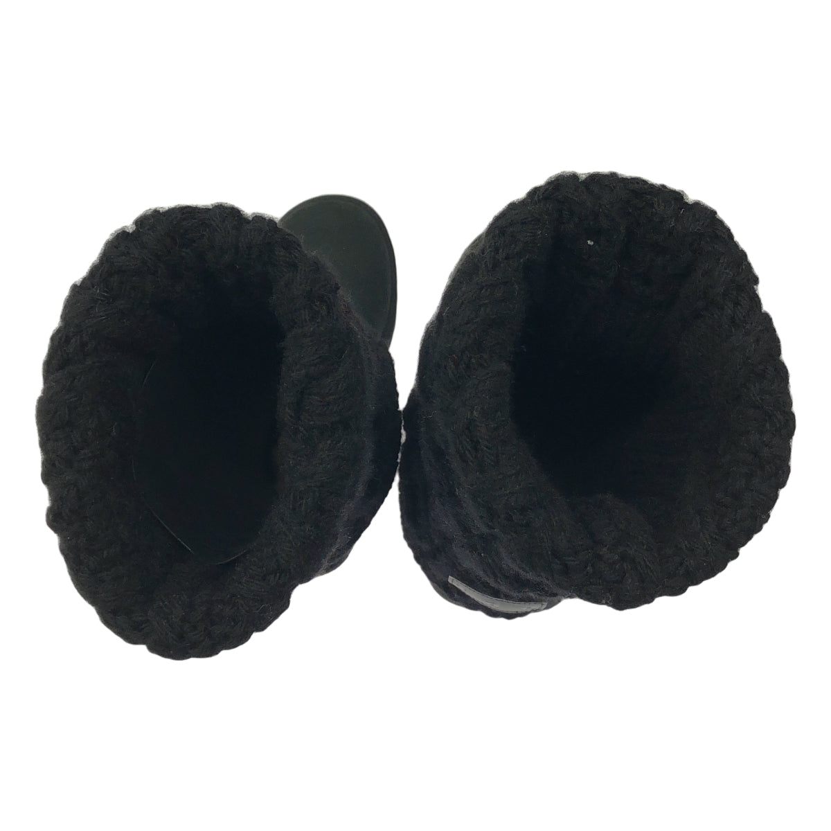 【美品】  tao COMME des GARCONS / タオコムデギャルソン | × UGG / アグ 異素材 切替 レザーパッチ ケーブルニット ムートンブーツ | 24 | ブラック | レディース