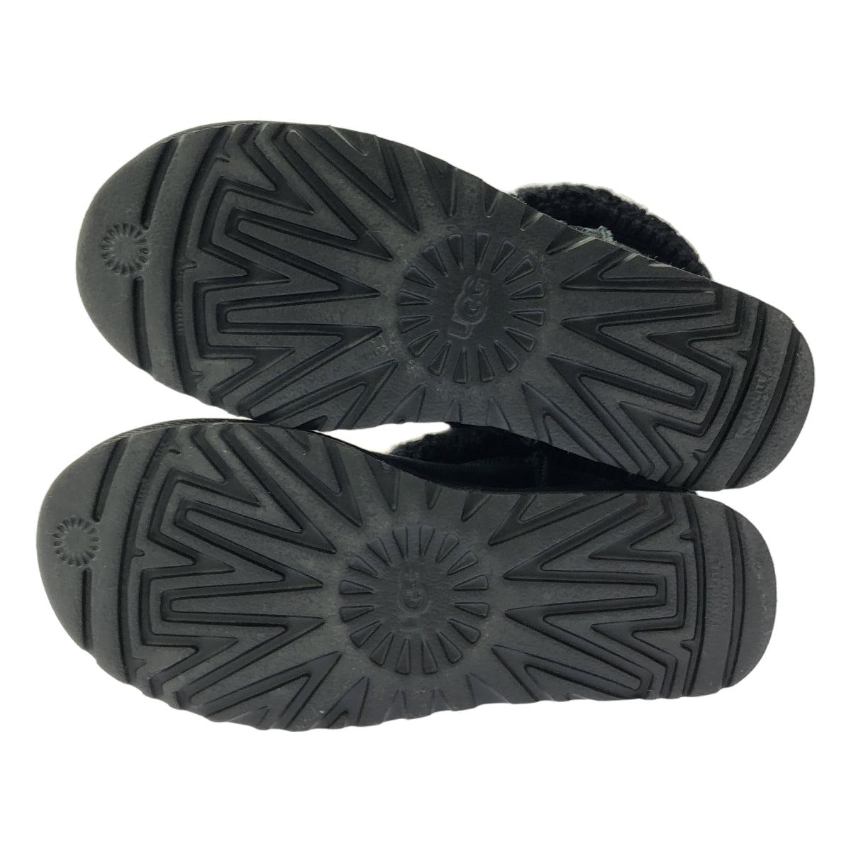 【美品】  tao COMME des GARCONS / タオコムデギャルソン | × UGG / アグ 異素材 切替 レザーパッチ ケーブルニット ムートンブーツ | 24 | ブラック | レディース