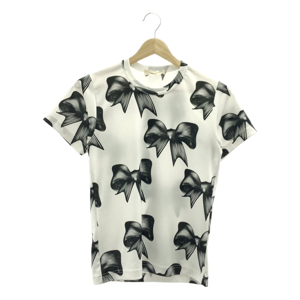 COMME des GARCONS / 콤데 갤슨 | 2022SS | 폴리 에스테르 리본 총 무늬 크루넥 T 셔츠 컷소우 | XS |
