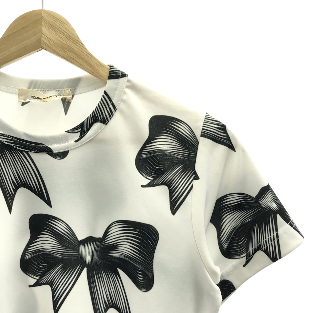 COMME des GARCONS / 콤데 갤슨 | 2022SS | 폴리 에스테르 리본 총 무늬 크루넥 T 셔츠 컷소우 | XS |