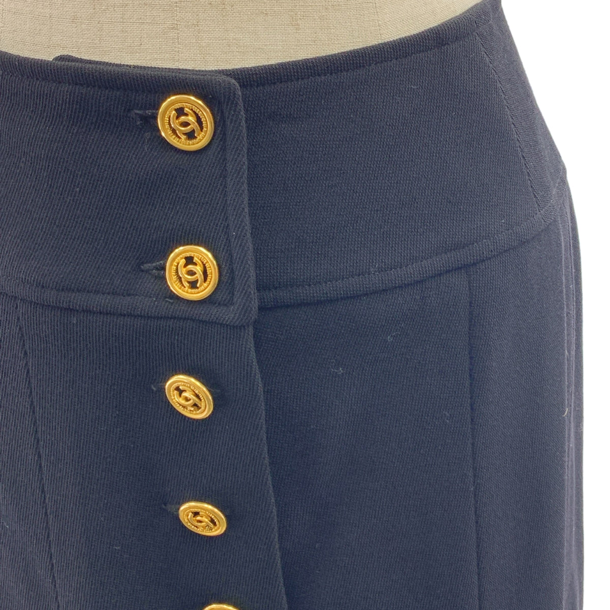 【美品】  CHANEL / シャネル | 1993SS | ココマーク 金ボタン ロングスカート / ロゴ総裏地 | 38 | ブラック | レディース