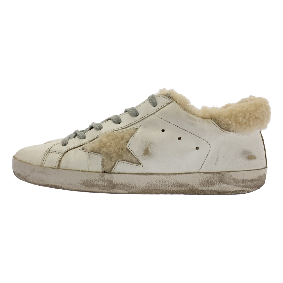 GOLDEN GOOSE / ゴールデングース | レザー ボア切替 ダメージ加工 レースアップ スニーカー | 39 | レディース