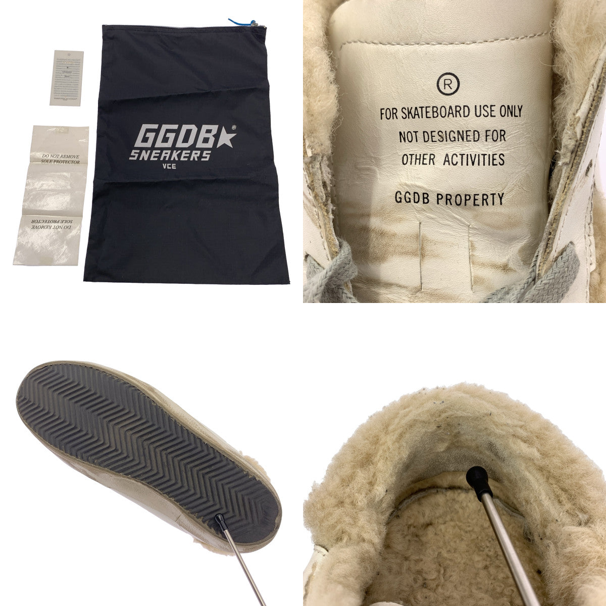 GOLDEN GOOSE / ゴールデングース | レザー ボア切替 ダメージ加工 レースアップ スニーカー | 39 | レディース