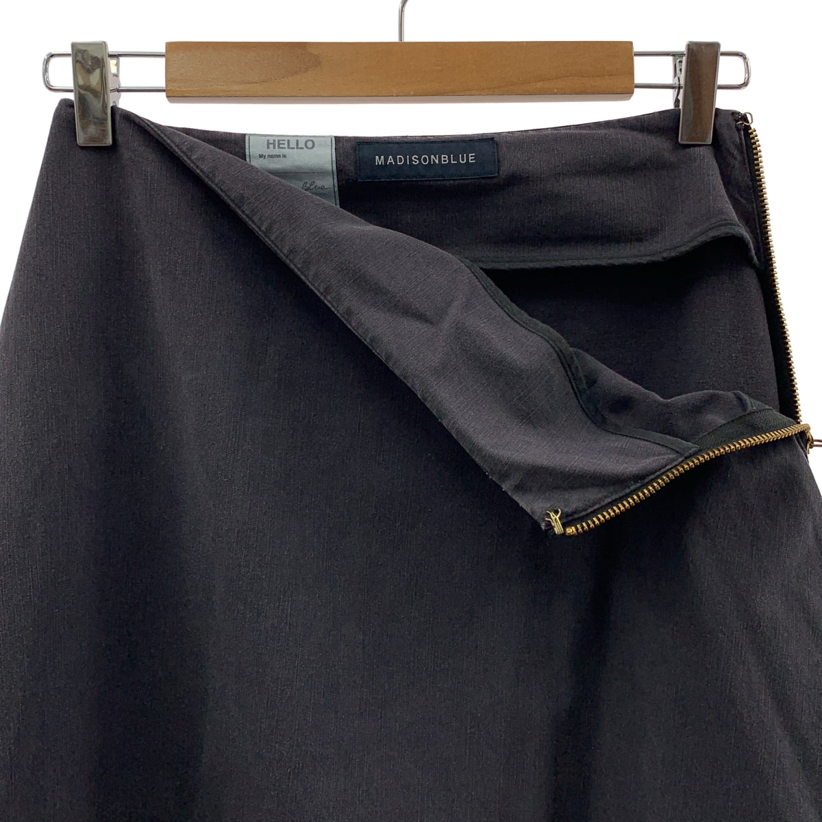 MADISON BLUE / 매디슨 블루 | MI-MOLLET FLARE BACK SATIN SK 빈티지 가공 플레어 스커트 | 00(XS) | 네이비 |