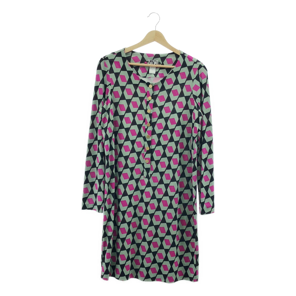 DIANE VON FURSTENBERG / ダイアンフォンファステンバーグ | EMSLEY / 総柄 シルク ワンピース | 6 | ミントグリーン / ブラック / ピンク | レディース