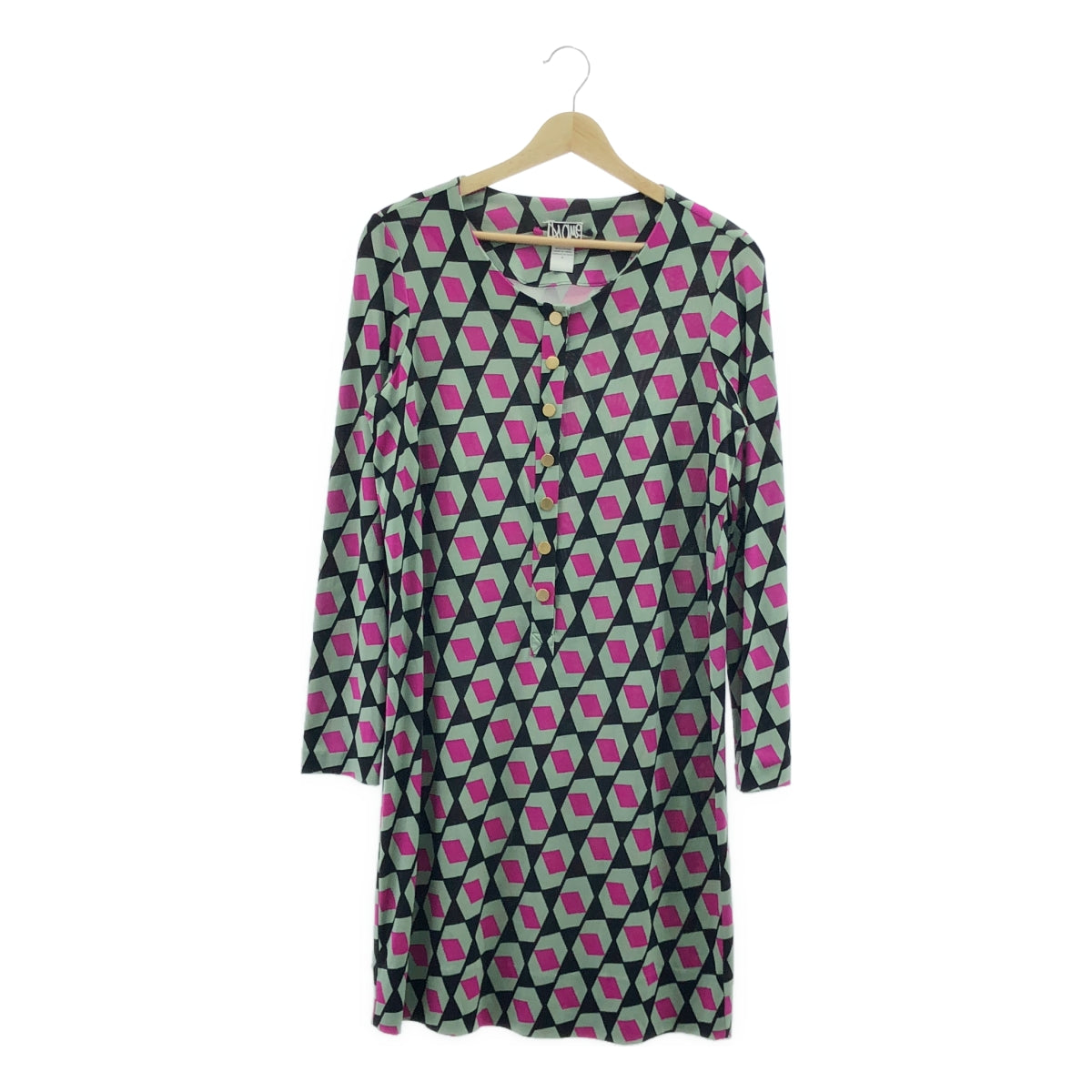 DIANE VON FURSTENBERG / ダイアンフォンファステンバーグ | EMSLEY / 総柄 シルク ワンピース | 6 | ミントグリーン / ブラック / ピンク | レディース
