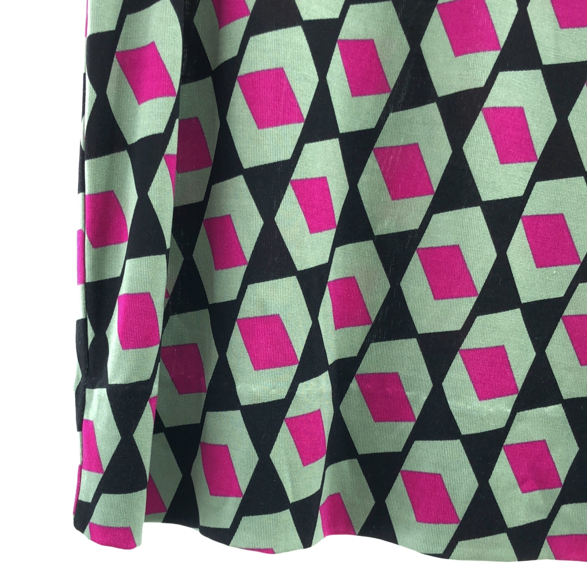 DIANE VON FURSTENBERG / ダイアンフォンファステンバーグ | EMSLEY / 総柄 シルク ワンピース | 6 | ミントグリーン / ブラック / ピンク | レディース