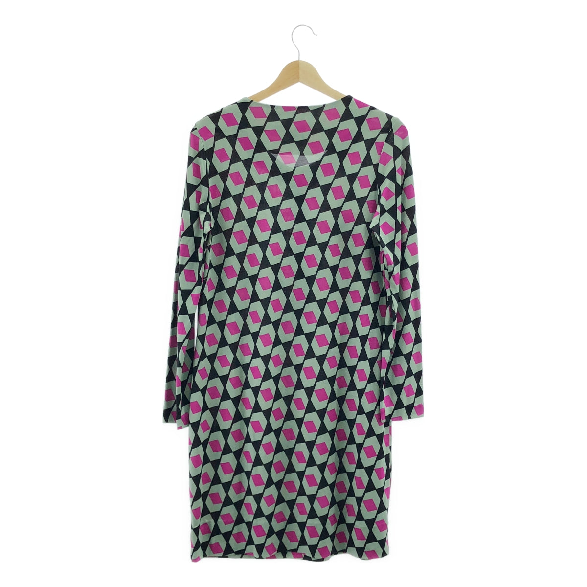 DIANE VON FURSTENBERG / ダイアンフォンファステンバーグ | EMSLEY / 総柄 シルク ワンピース | 6 | ミントグリーン / ブラック / ピンク | レディース