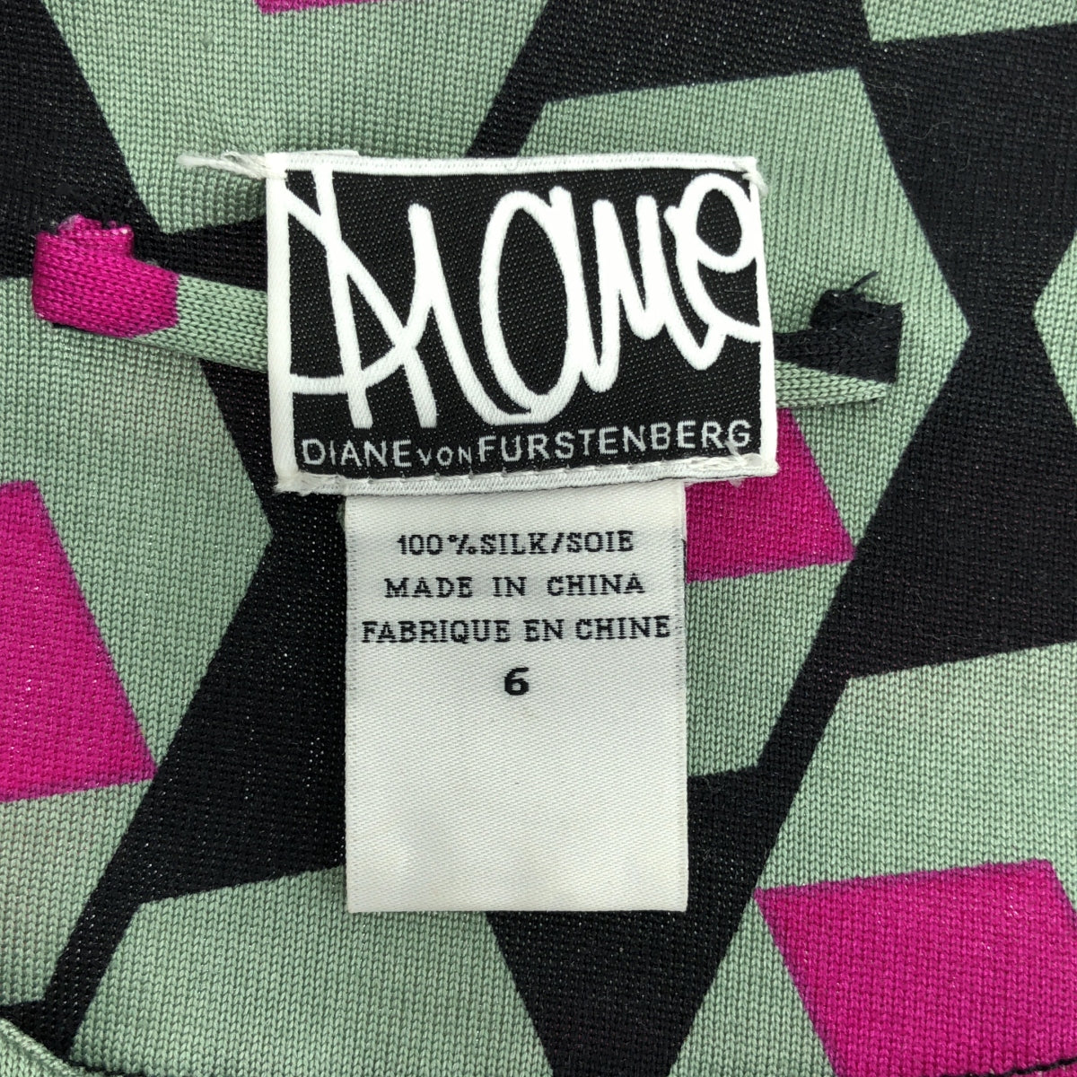 DIANE VON FURSTENBERG / ダイアンフォンファステンバーグ | EMSLEY / 総柄 シルク ワンピース | 6 | ミントグリーン / ブラック / ピンク | レディース