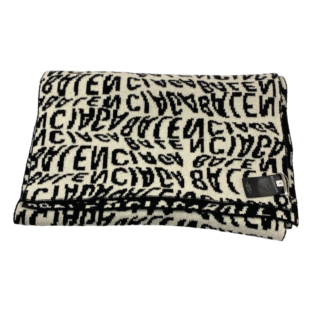 BALENCIAGA / バレンシアガ | ウール ウェーブロゴ ロング マフラー ストール |