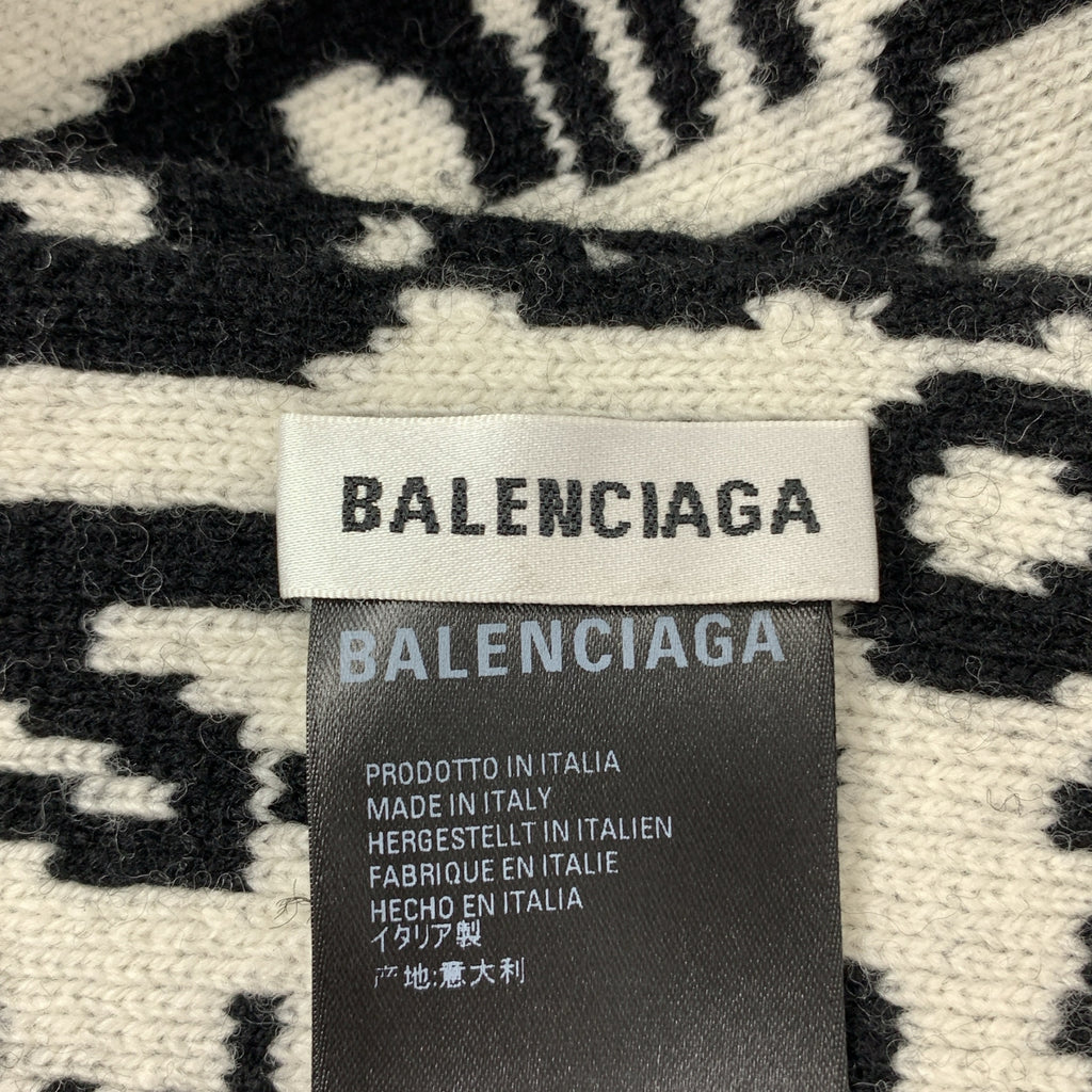BALENCIAGA / バレンシアガ | ウール ウェーブロゴ ロング マフラー ストール |