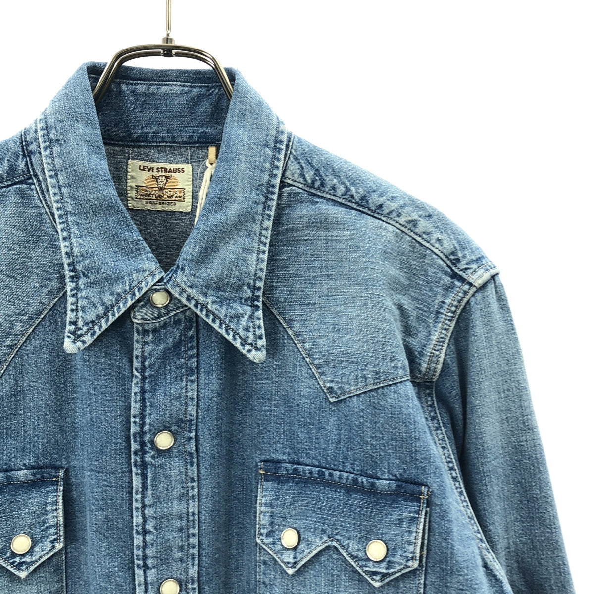 LEVI'S VINTAGE CLOTHING LVC / 리바이스 빈티지 클로징 | 2025SS | SHORTHORN SAWTOOTH INDIGO COSMOS / 오버 실루엣 쇼트 혼 데님 웨스턴 셔츠 | XS | 남성