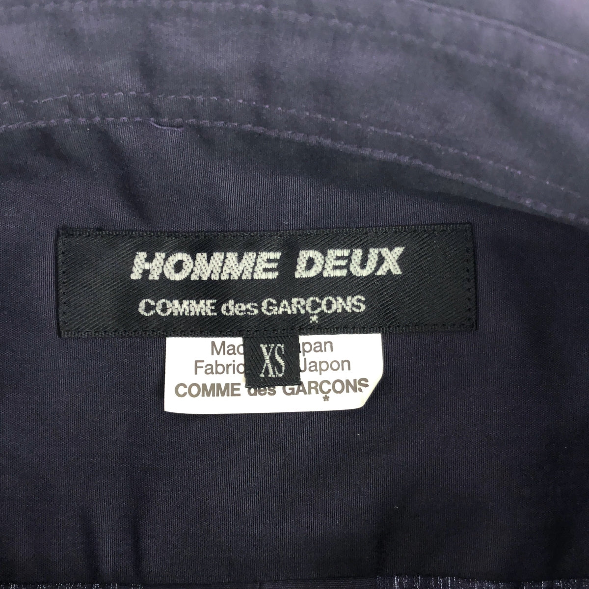 【美品】  COMME des GARCONS HOMME DEUX / コムデギャルソンオムドゥ | 2022SS | コットン サイドライン レギュラーカラーシャツ | XS | ネイビー | メンズ