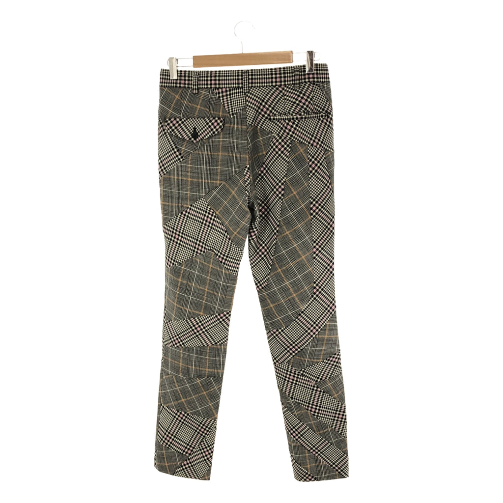 【신품】 COMME des GARCONS HOMME PLUS / 콤데 갤슨 옴플루스 | 2023SS | 울 치조 격자 글렌 체크 패치 워크 슬랙스 팬츠 | XS | 그레이/핑크/오렌지 | 남성
