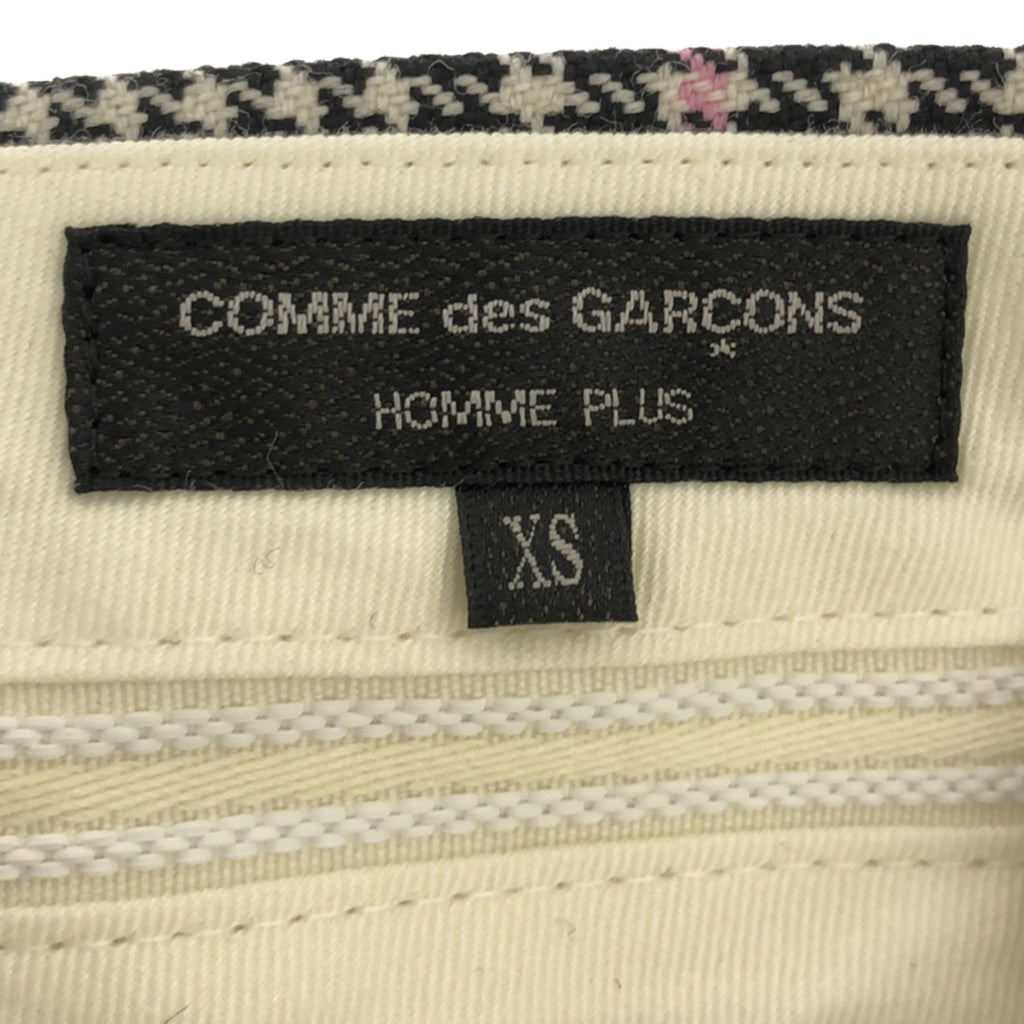 【신품】 COMME des GARCONS HOMME PLUS / 콤데 갤슨 옴플루스 | 2023SS | 울 치조 격자 글렌 체크 패치 워크 슬랙스 팬츠 | XS | 그레이/핑크/오렌지 | 남성