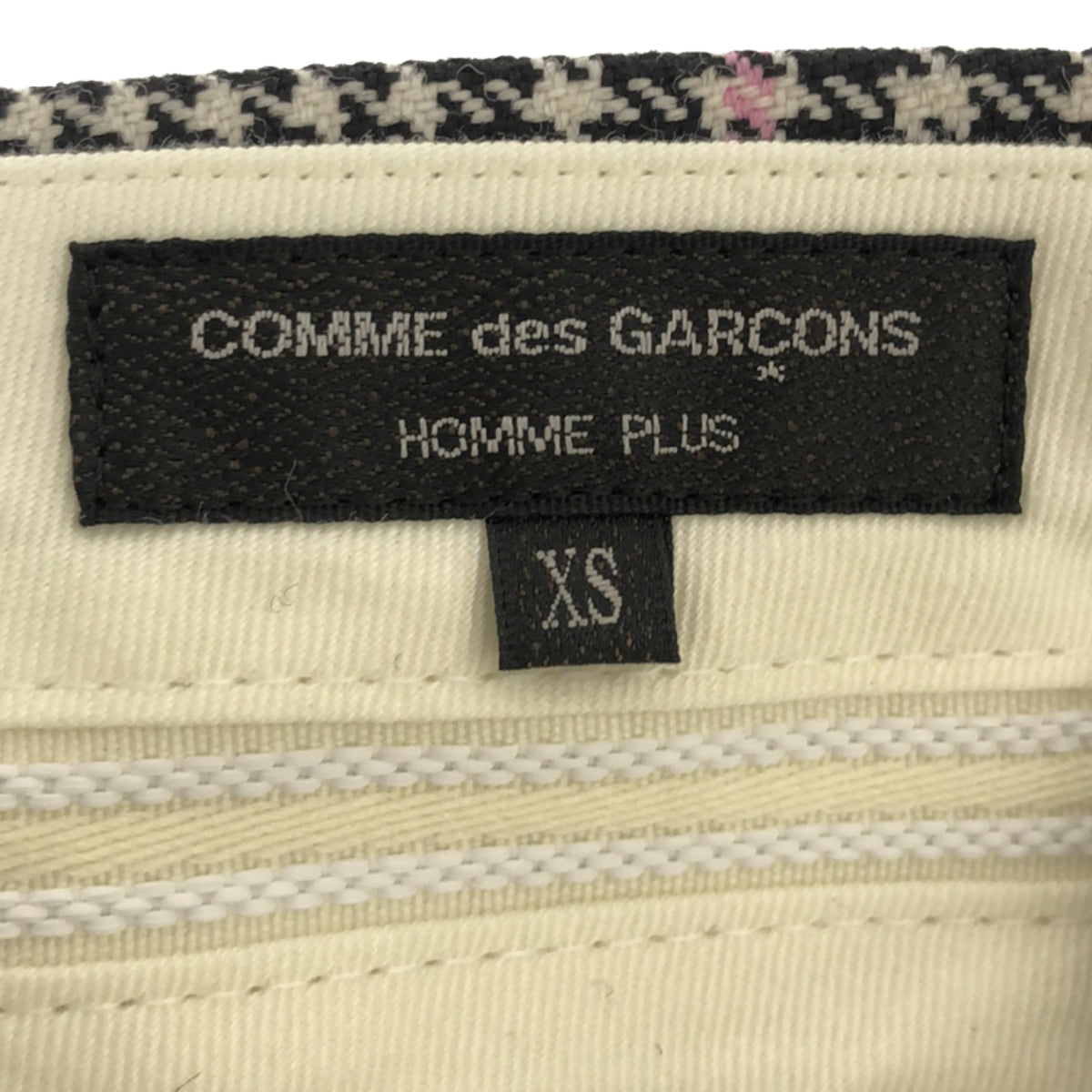 【신품】 COMME des GARCONS HOMME PLUS / 콤데 갤슨 옴플루스 | 2023SS | 울 치조 격자 글렌 체크 패치 워크 슬랙스 팬츠 | XS | 그레이/핑크/오렌지 | 남성