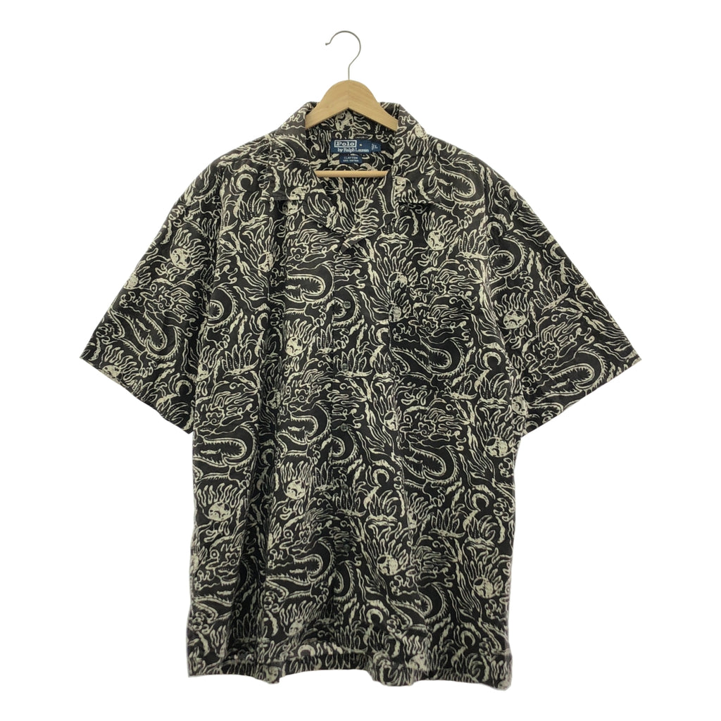 POLO BY RALPH LAUREN / 폴로바이랄 플로렌 | 빈티지 CLAYTON 코튼 드래곤 무늬 오픈 컬러 반소매 셔츠 | L | 남성