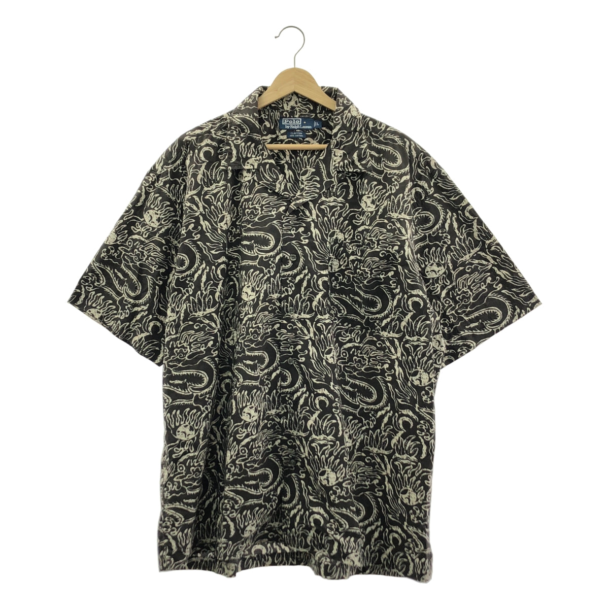 POLO BY RALPH LAUREN / 폴로바이랄 플로렌 | 빈티지 CLAYTON 코튼 드래곤 무늬 오픈 컬러 반소매 셔츠 | L | 남성