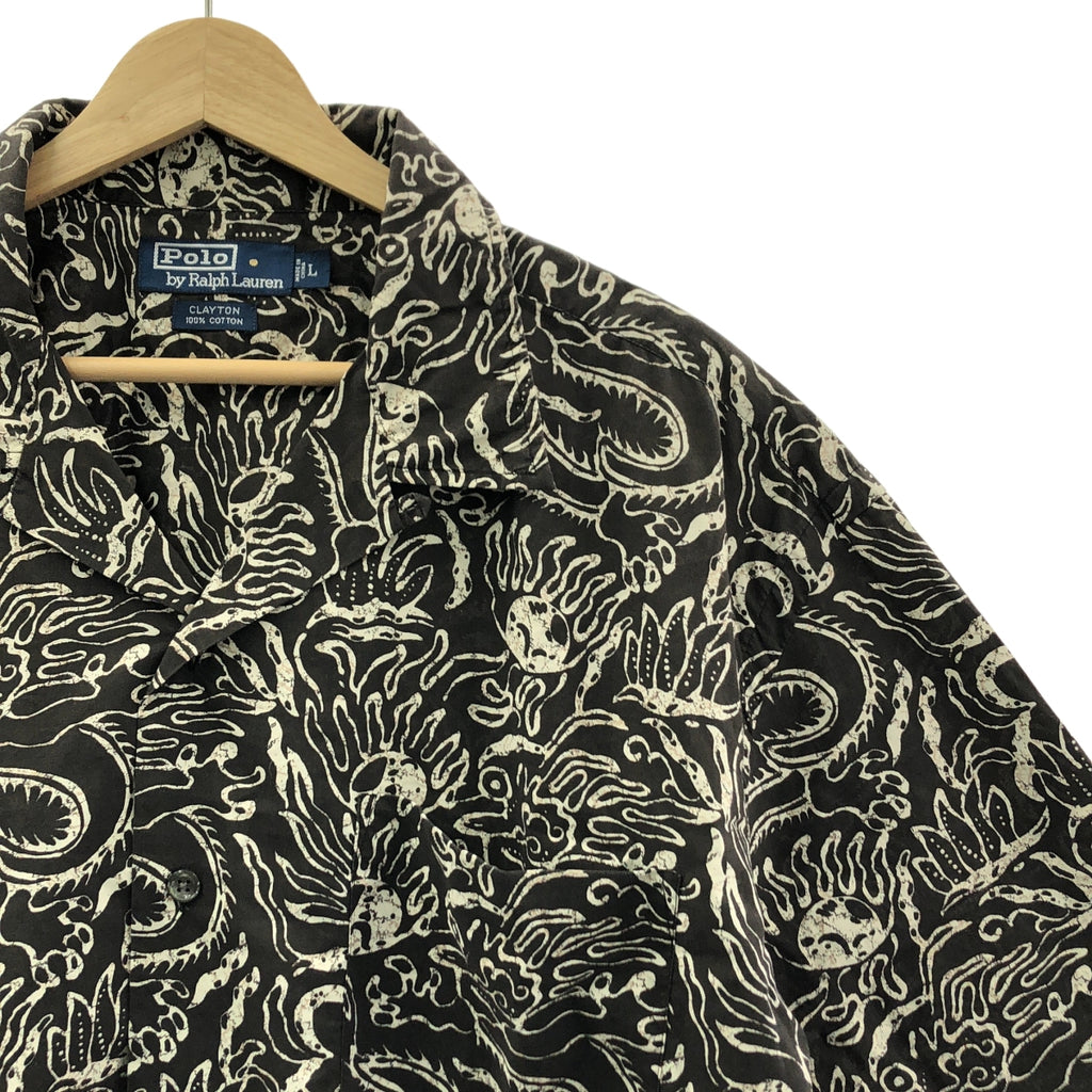 POLO BY RALPH LAUREN / 폴로바이랄 플로렌 | 빈티지 CLAYTON 코튼 드래곤 무늬 오픈 컬러 반소매 셔츠 | L | 남성