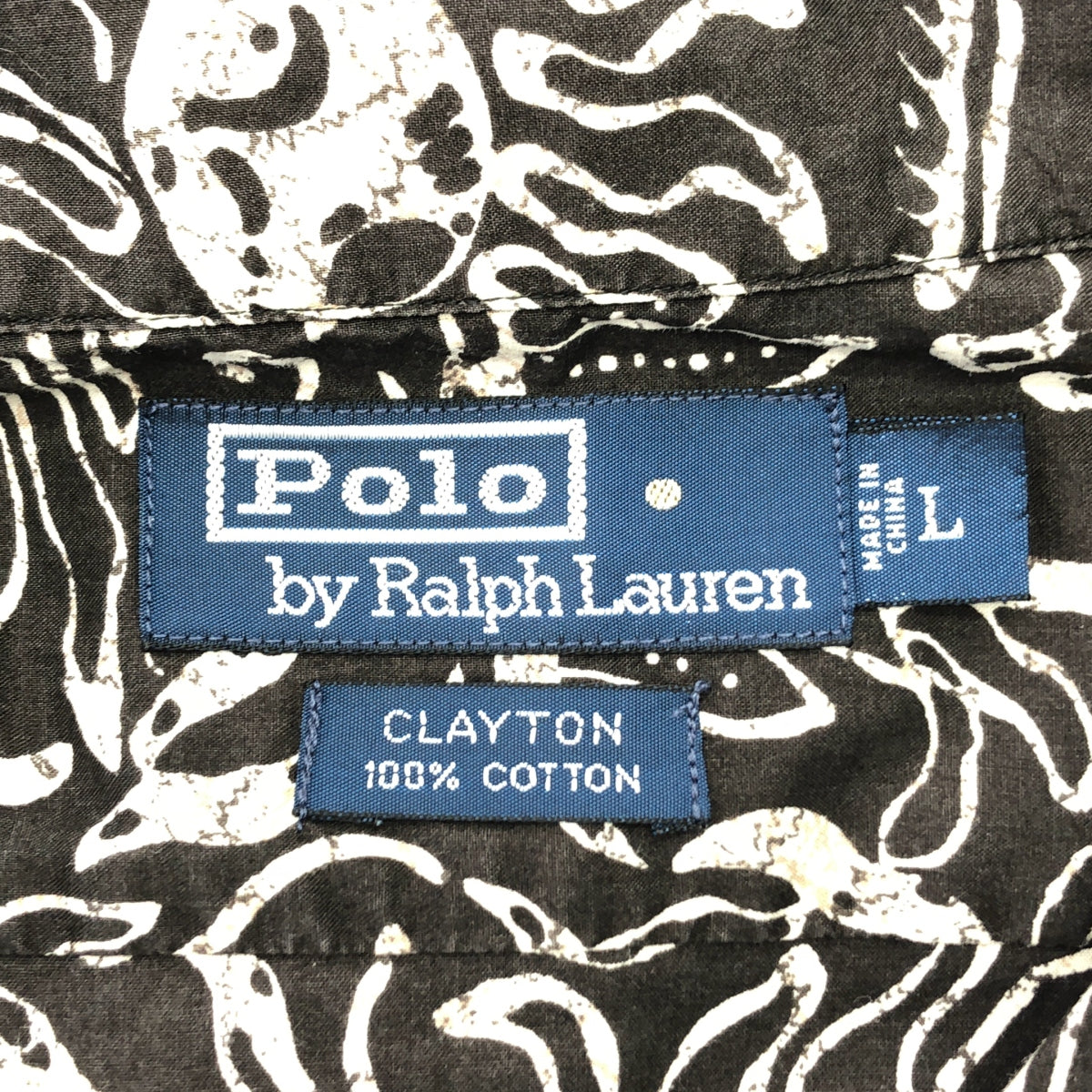 POLO BY RALPH LAUREN / 폴로바이랄 플로렌 | 빈티지 CLAYTON 코튼 드래곤 무늬 오픈 컬러 반소매 셔츠 | L | 남성