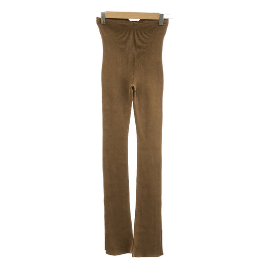 [Good Condition] ADAWAS | Cotton Rib Knit Flared Leggings Pants | M | Camel | Women's