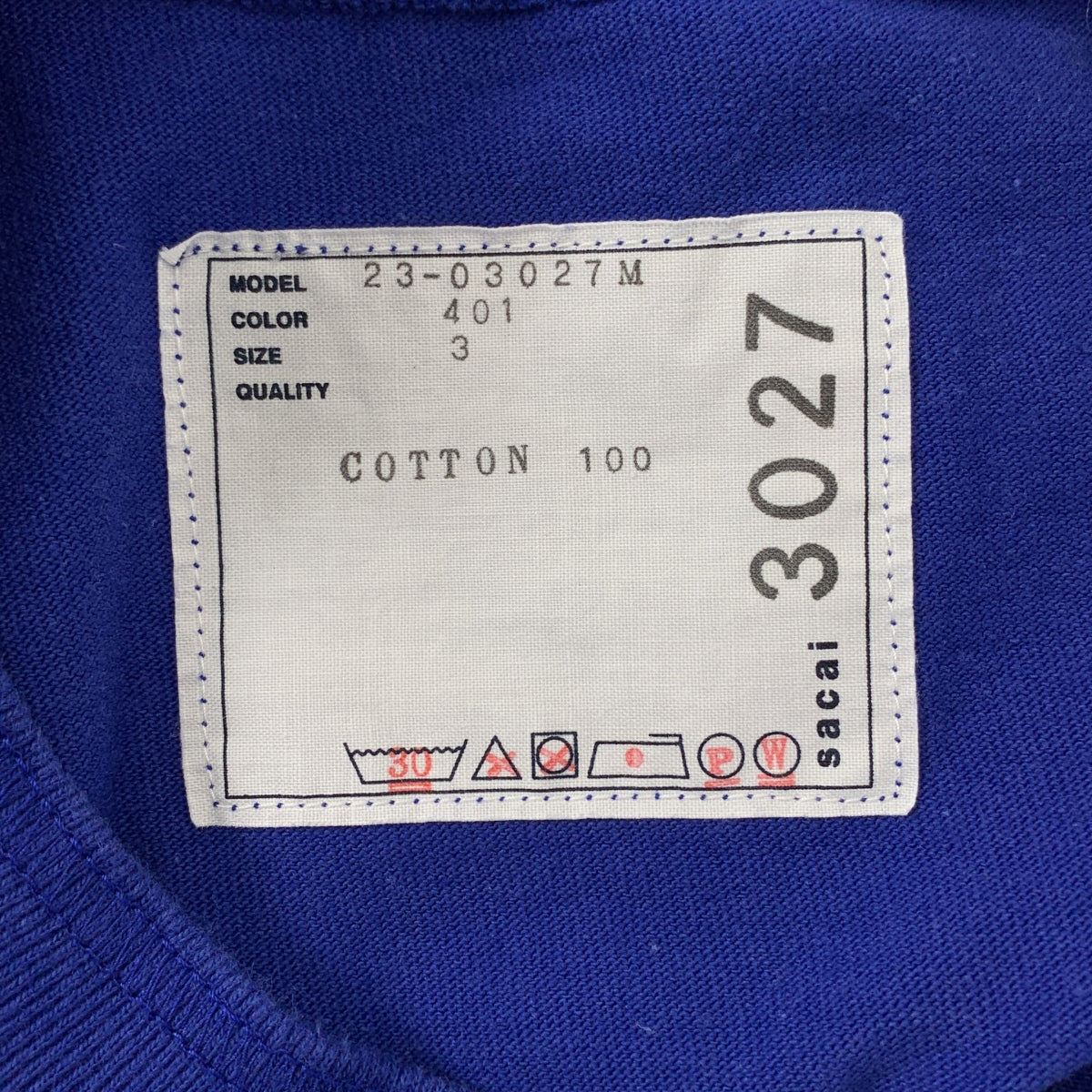 sacai / 사카이 | S Cotton Jersey T Shirt 코튼 티셔츠 | 3 | 남성