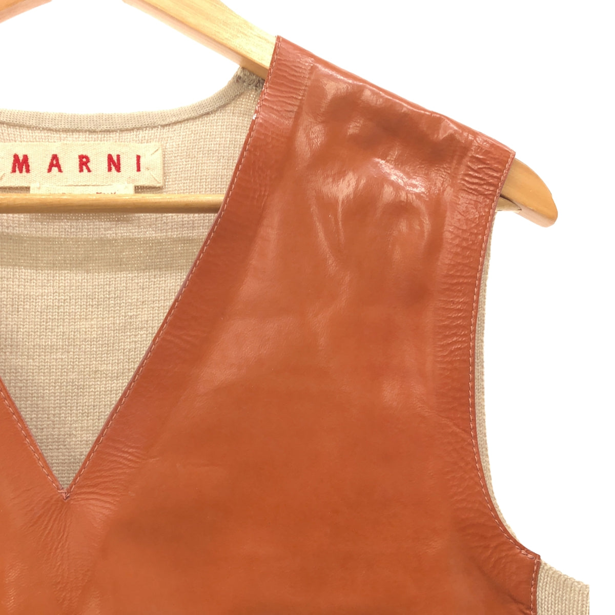 MARNI |混合材質針織背心 |棕色/米色|女性的
