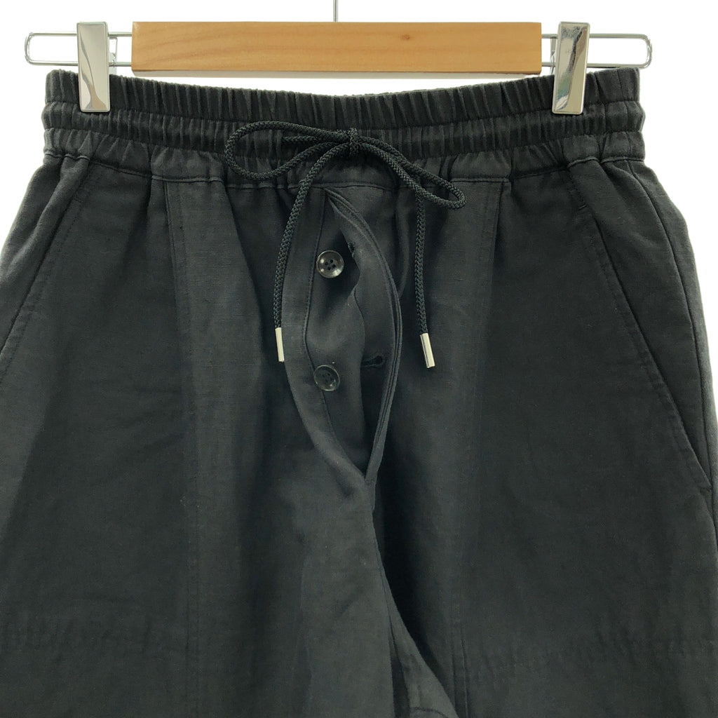 beautiful people / ビューティフルピープル | 2024SS | linen cotton satin bow silhouette pants / ドローストリング ワイド カーゴパンツ | 36 | ブラック | レディース