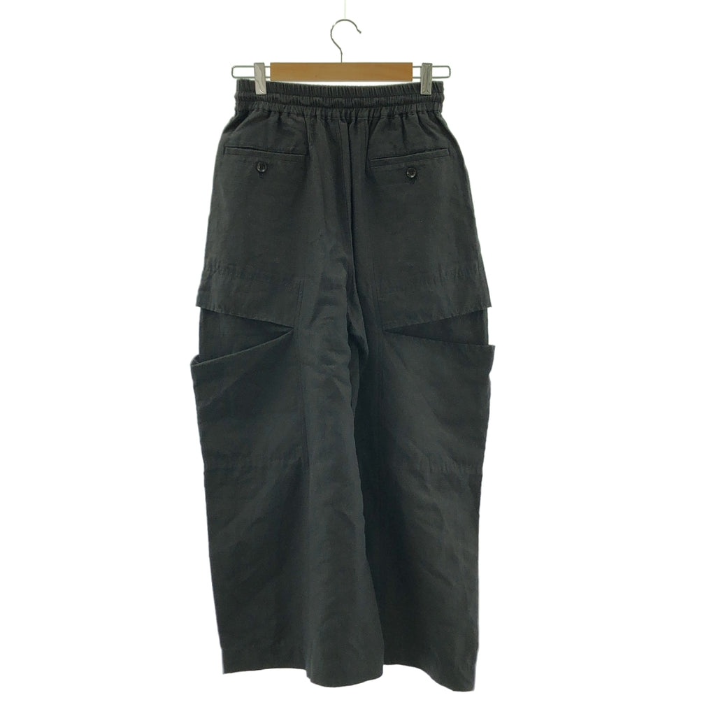 beautiful people / ビューティフルピープル | 2024SS | linen cotton satin bow silhouette pants / ドローストリング ワイド カーゴパンツ | 36 | ブラック | レディース