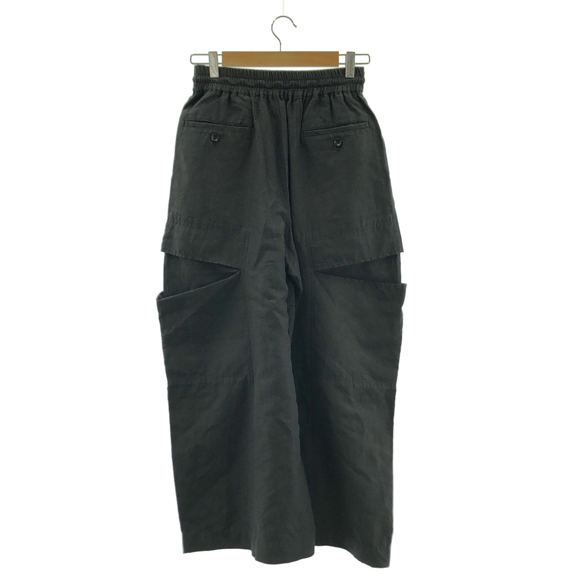 beautiful people / ビューティフルピープル | 2024SS | linen cotton satin bow silhouette pants / ドローストリング ワイド カーゴパンツ | 36 | ブラック | レディース