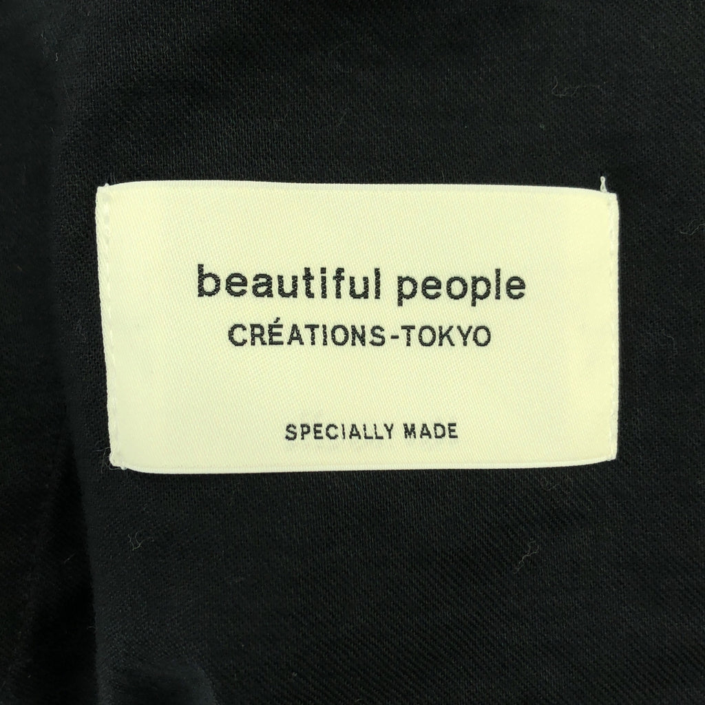 beautiful people / ビューティフルピープル | 2024SS | linen cotton satin bow silhouette pants / ドローストリング ワイド カーゴパンツ | 36 | ブラック | レディース