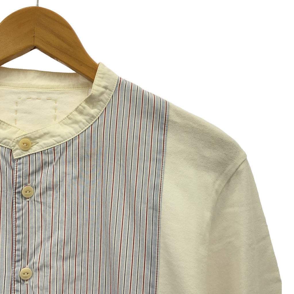 visvim / ビズビム | MARCELLA KURTA SHIRT L/S / バンドカラー ストライプ カットソー | 3 | ホワイト | メンズ