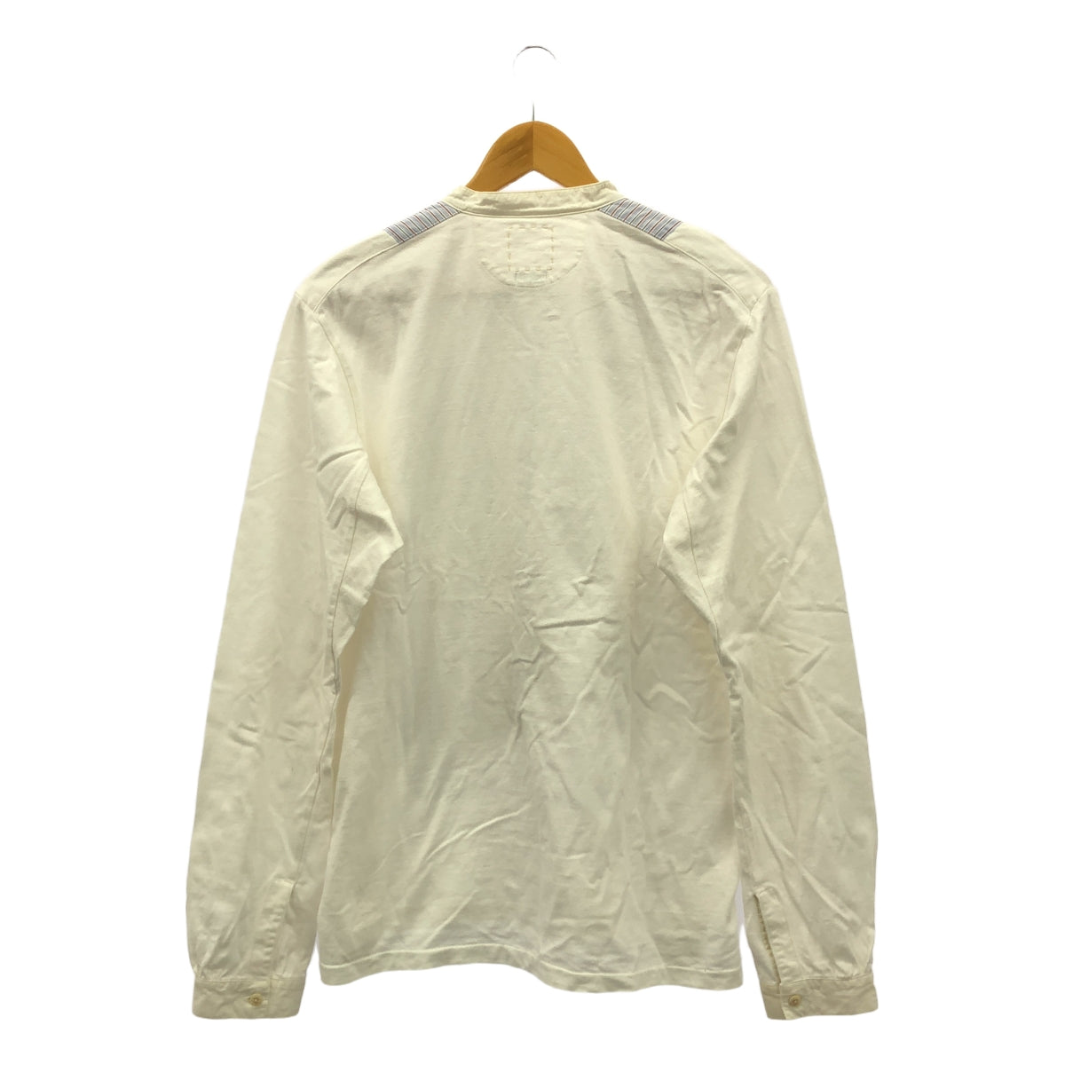 visvim / ビズビム | MARCELLA KURTA SHIRT L/S / バンドカラー ストライプ カットソー | 3 | ホワイト | メンズ