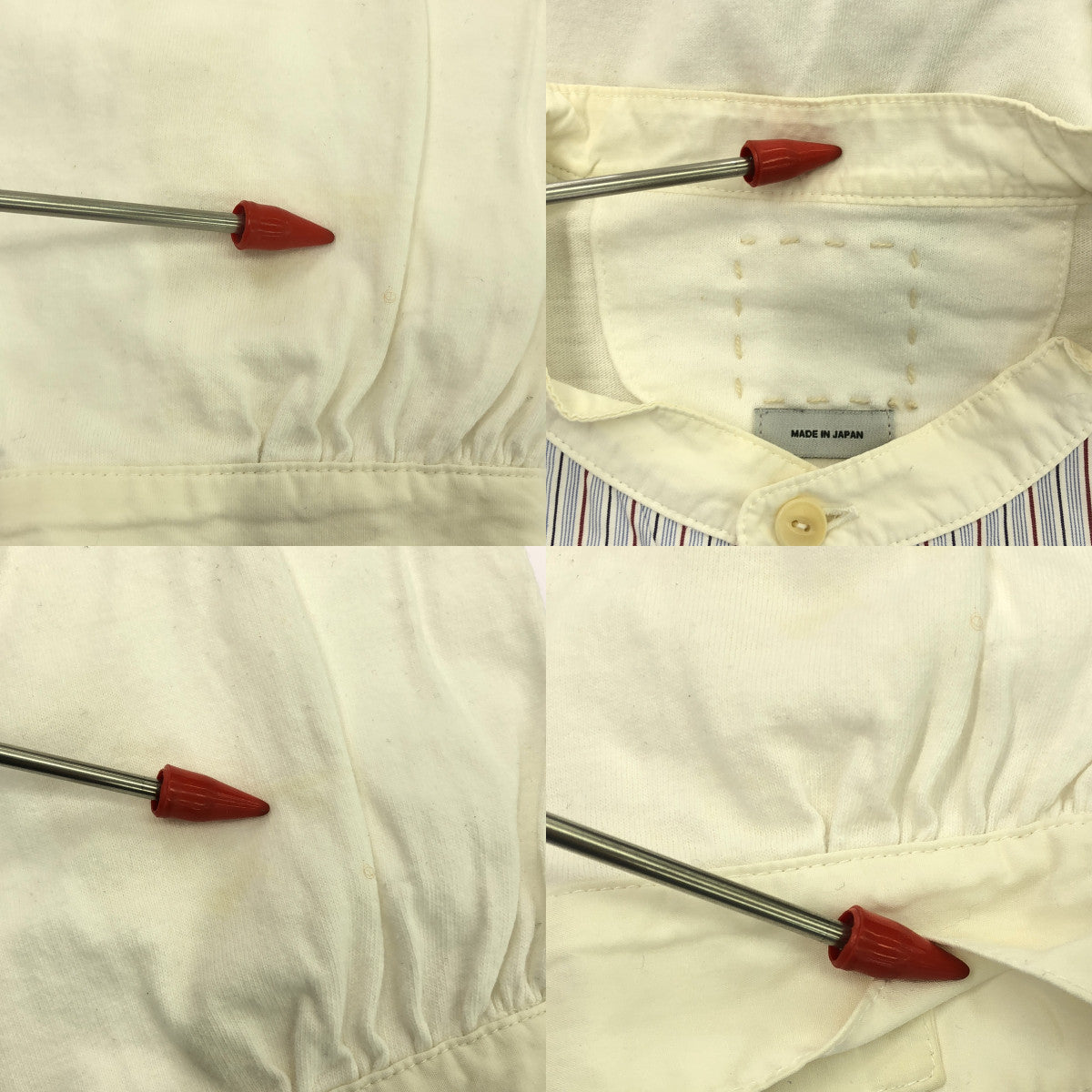 visvim / Visvim | MARCELLA KURTA SHIRT L/S / 立領條紋剪裁與縫製 | 3 | 白色 | 男款