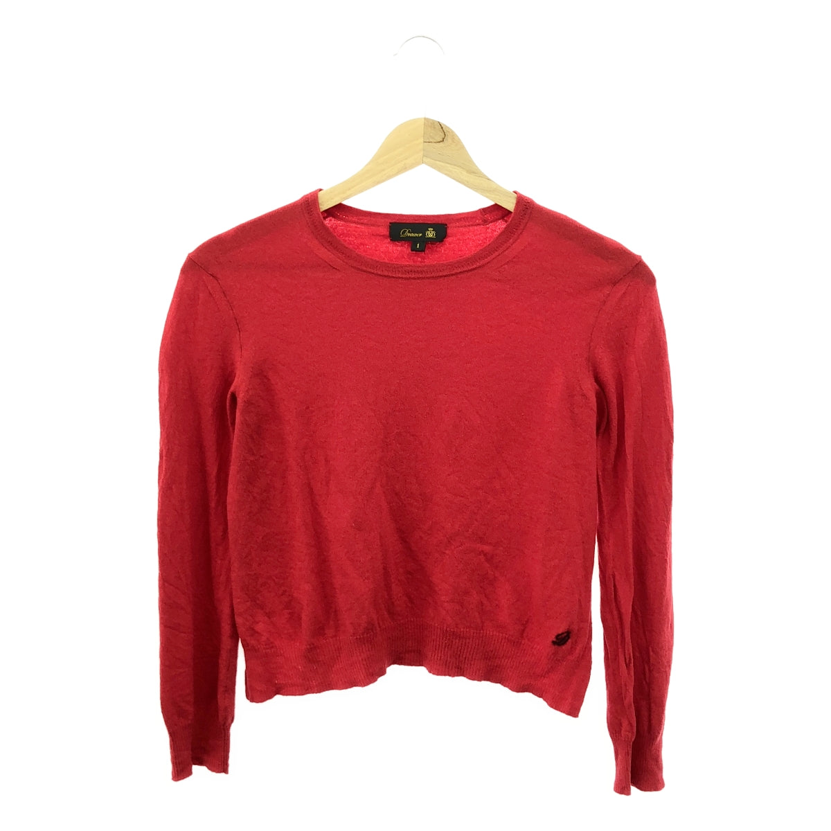 Drawer / ドゥロワー | ウール ワンポイントロゴ スリット ニット セーター | 1 | レッド | レディース