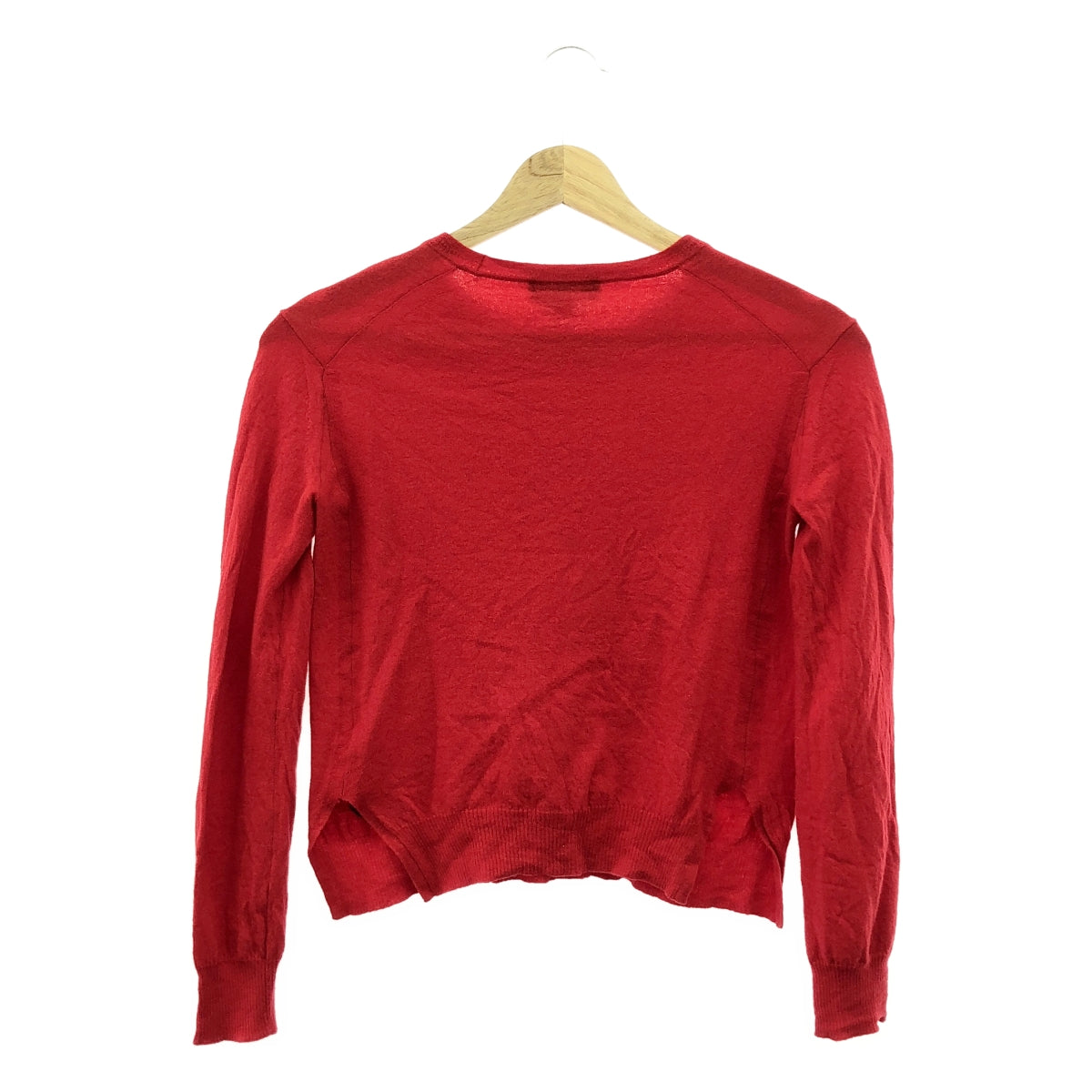 Drawer / ドゥロワー | ウール ワンポイントロゴ スリット ニット セーター | 1 | レッド | レディース