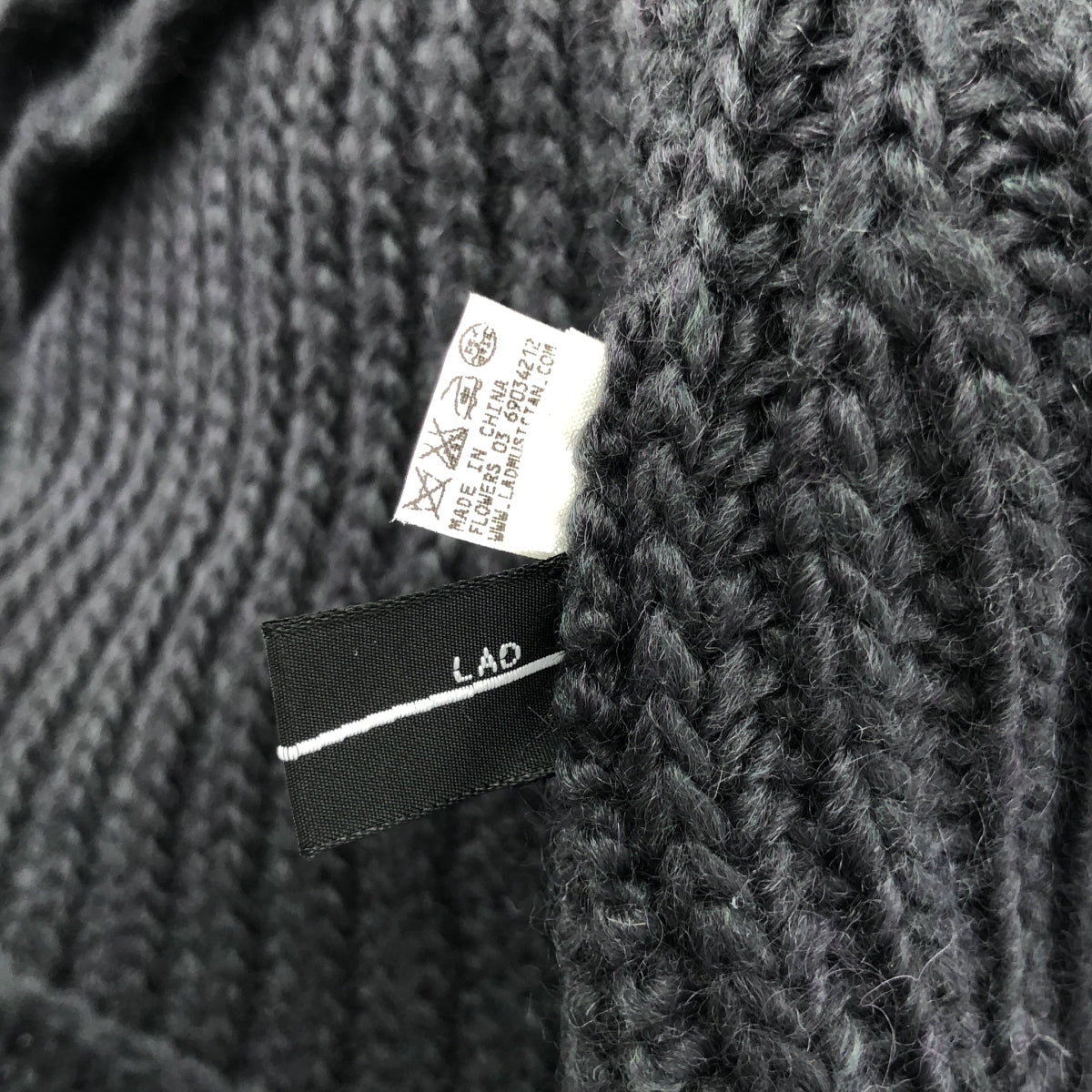 LAD MUSICIAN / ラッドミュージシャン | ウール ニット スヌード マフラー | チャコールブラック